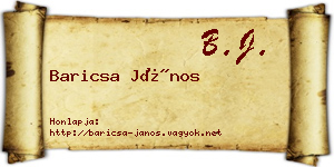 Baricsa János névjegykártya